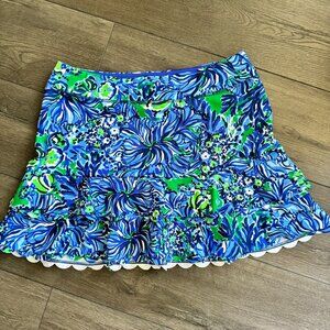 LILLY PULITZER~Luxletic Pernilla Skort UPF 50+ Abaco Blue in Turtle Awe 15"